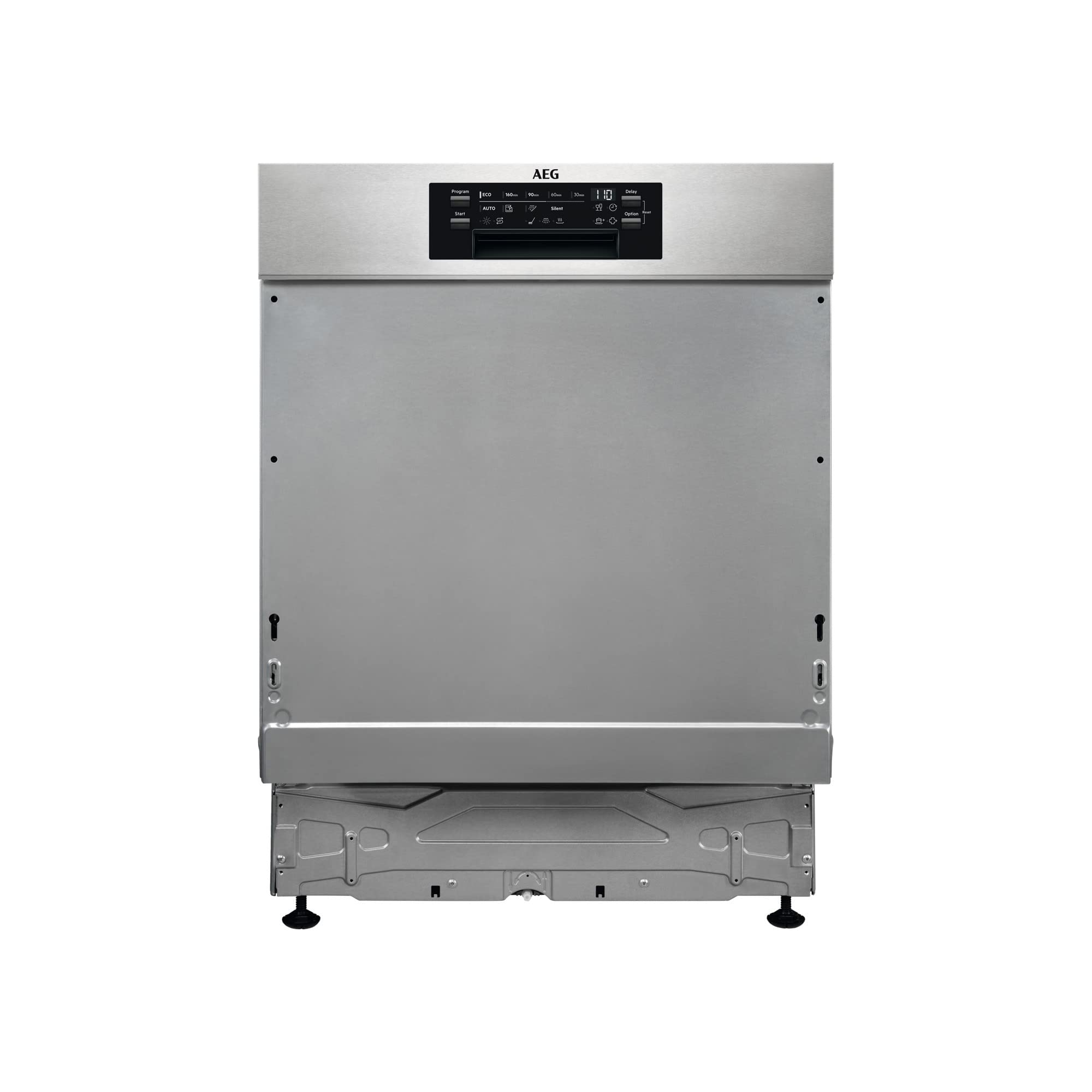 AEG Lavavajillas parcialmente integrado, 60 cm, serie 7000: con protección de cristal, clase energética C, cajón para cubiertos, control de tiempo personalizado, silencioso 42 dB, parada de agua, 15
