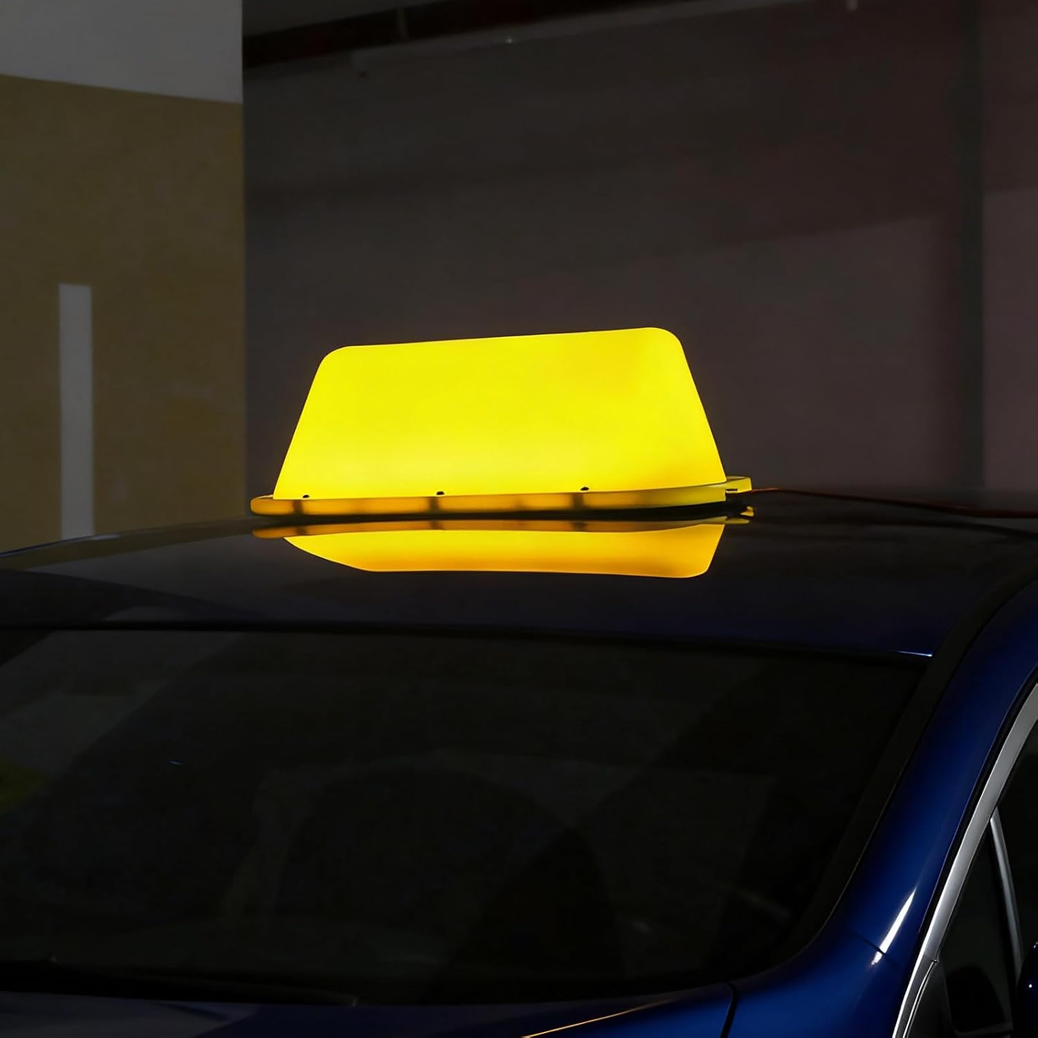 Taxi Sign Cab Lights Magnetic Car Roof Taxi Top Sign Indicator Lights Lamp Topper Car Light 12V LED Car Top Light waterproof Lighter Power Cords (Yellow)
