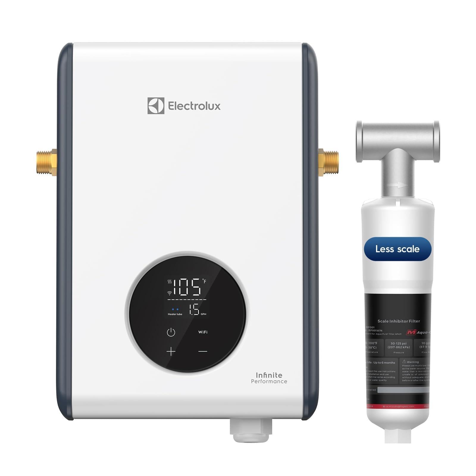 Electrolux 14kW Tankless Water Heater Electric 240V - with WiFi & Scale Inhibitor, On Demand Hot Water Heater Electric, Max 3.4 GPM, Instant Hot Water Supply for 1-2 Fixtures, Indoor Installation