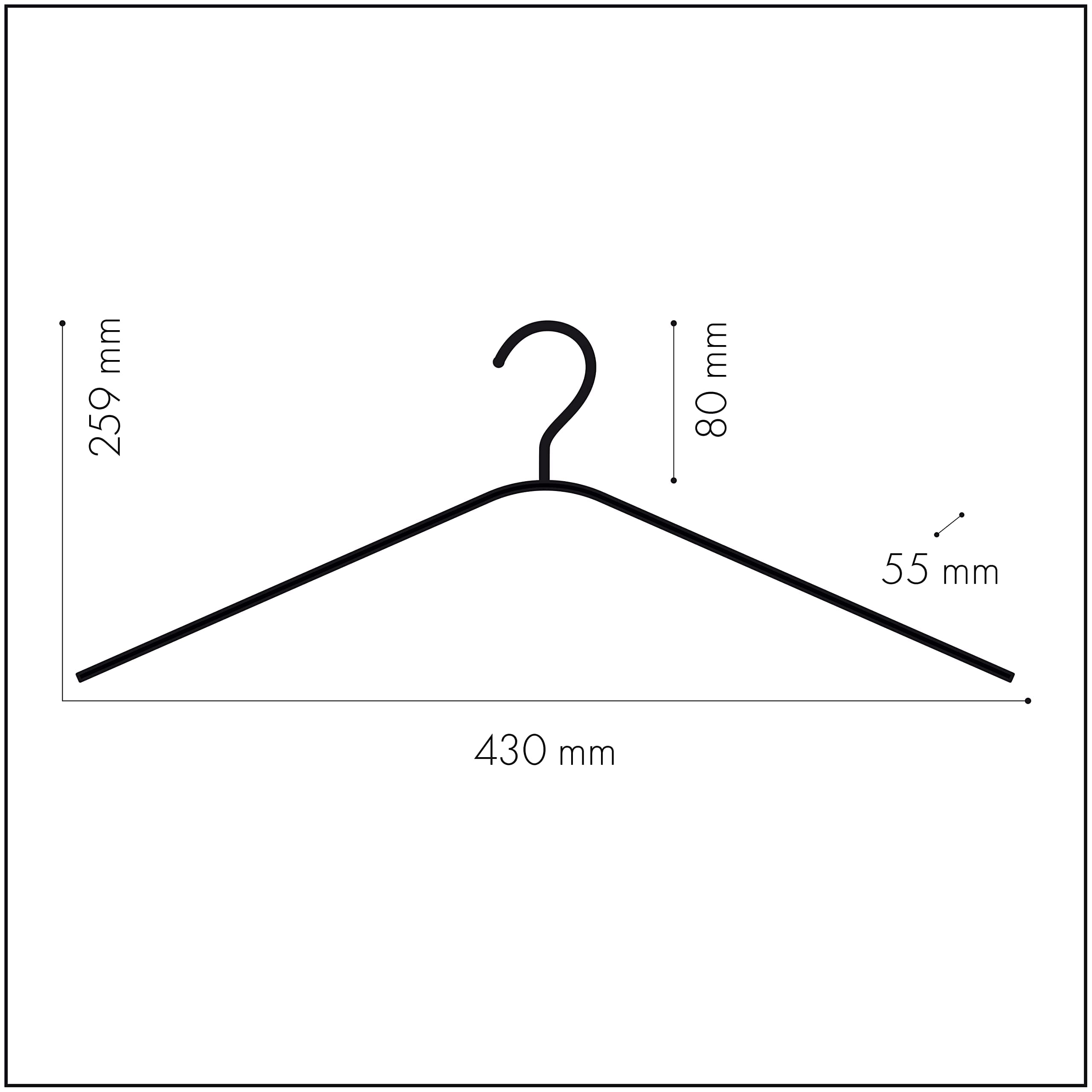Mainetti Appendini per Capispalla, Cappotti, Giacche, Abiti Pesanti Uomo Donna, Grucce in Plastica, Robuste, con Effetto Venature Legno, Made in Italy, Set di 10 Pezzi (Nero con gancio zincato, 43 cm)