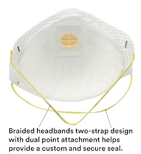 3M Particulate Respirator 8511, Pack of 10, N95, NIOSH APPROVED, Cool Flow Exhalation Valve, Disposable, Braided Comfort Strap, M Noseclip, Personal Protective Equipment