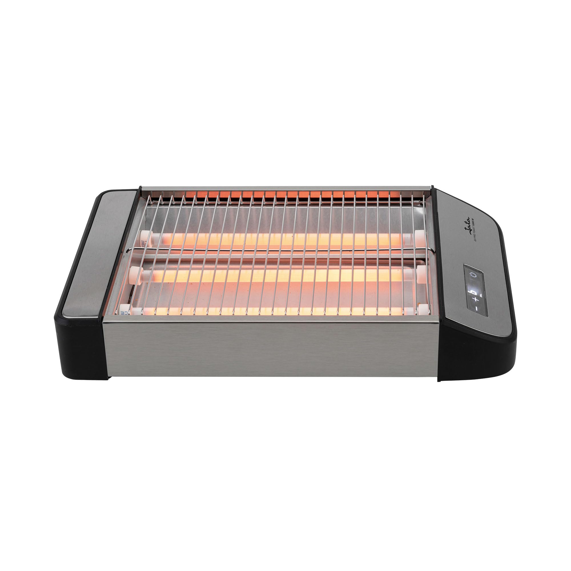 JATA JETT1590 - Tostadora Horizontal Digital, Tostador de Pan 1000W con Control Táctil, 6 Niveles de Tostado, Barras de Cuarzo, Bandeja Recogemigas Extraíble, Ideal para Pan, Bollería y Repostería