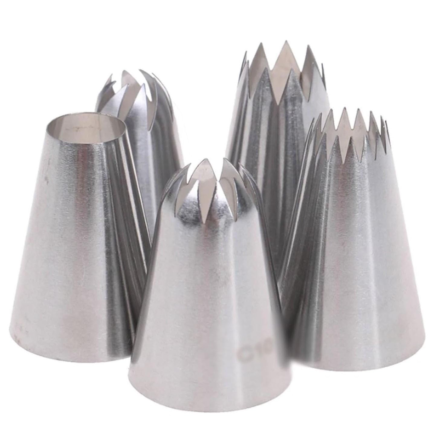 5-teiliges Spritztüllen-Set aus Edelstahl, Spritztüllen, Dekoriertüllen, Sahnetüllen, russische Tüllen, Backtüllen
