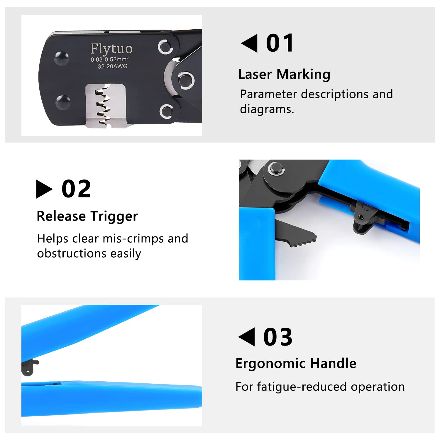 Mikro-Steckverbinder-Pin-Crimpwerkzeuge für Molex, JST, JAE, D-Sub – Stecker-Crimper für 32–20 AWG/0,03–0,52 mm² – kompatibel mit offenem Schaft, Molex, Jst