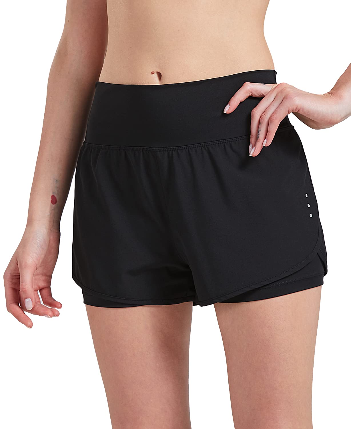 VIGVAN 2 in 1 Laufhose Damen Sport Shorts Sommer Kurze Hose Schnelltrocknend Fitness Yoga Shorts Gym Jogging Training Sporthose für Damen mit Taschen