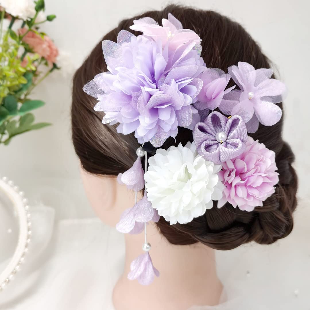 Amazon.com : 4PCS Kimono Floral Hair Pins Kit Ball Chrysanthemum