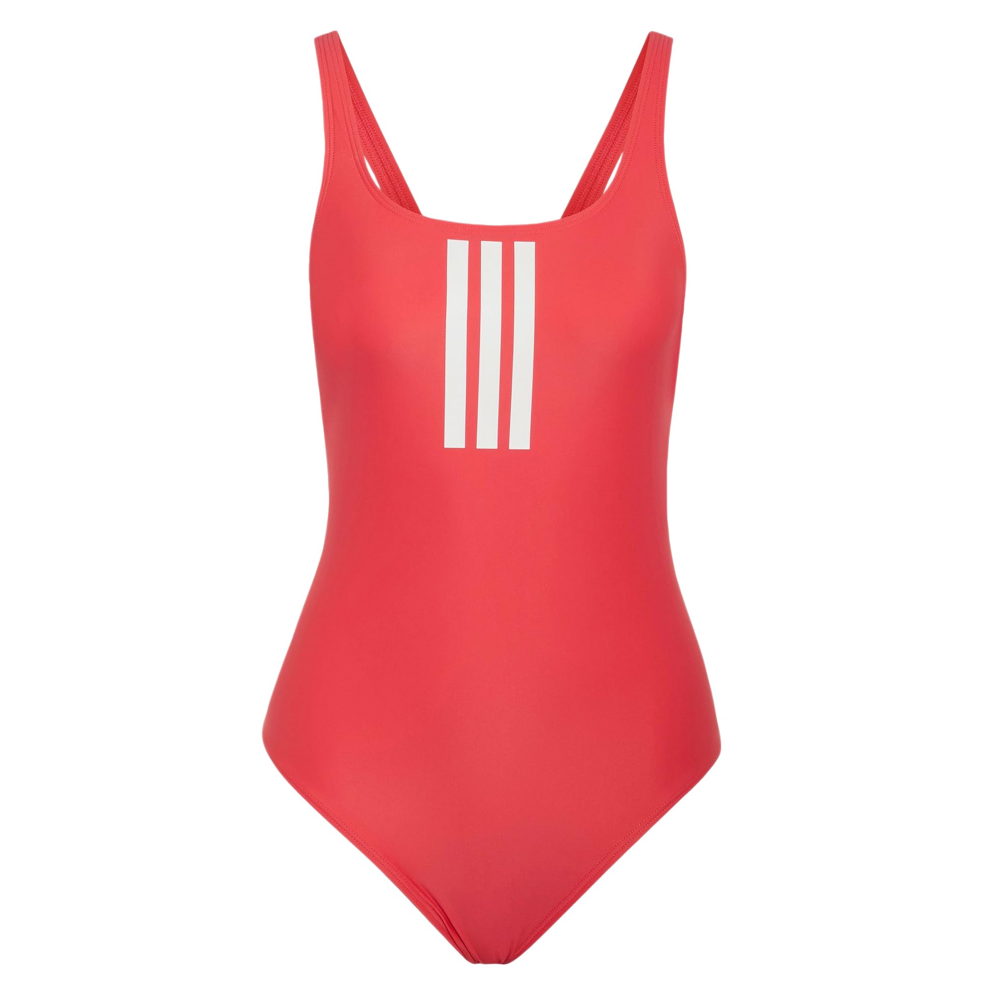 adidas Women's 3 Stripes V-Back Swimsuit Swimwear, semi Lucid red/White, 44