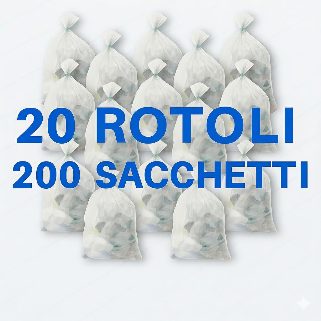 FRIO - 200 sacchetti grandi, 150 litri, trasparenti, sacchi spazzatura condominiali formato scorta per bidone raccolta differenziata, con legacci. Buste spazzatura 80x120 cm, multistrato, resistenti