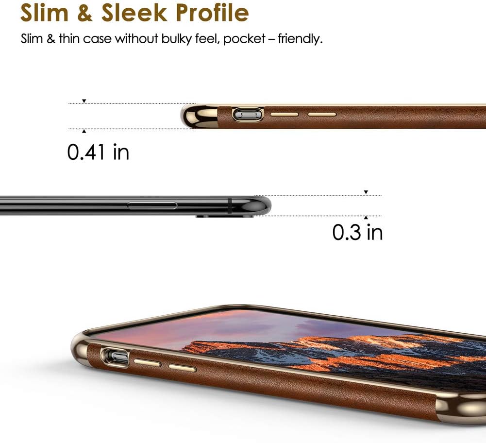 LOHASIC for iPhone Xs Max Case, Slim Luxury Leather Cover Flexible Soft Grip Full Body Protective Phone Cases Compatible with iPhone Xs Max (2018) 6.5"- Brown