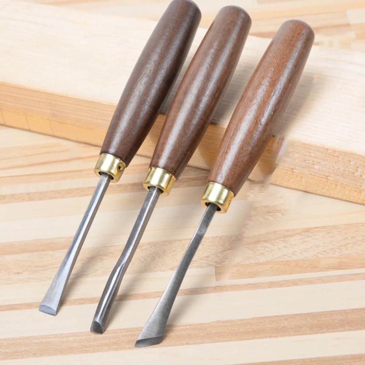 6 Pezzi Scalpello da Intaglio Legno Scalpello per Legno Manico in Noce Acciaio al Manganese e Falegnami Professionisti