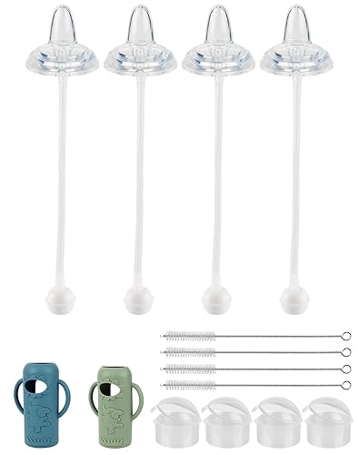 Kit de conversión de taza para sorber con fundas de silicona para biberón de vidrio estrecho y estrecho Dr Browns de 8 onzas, kit de repuesto de