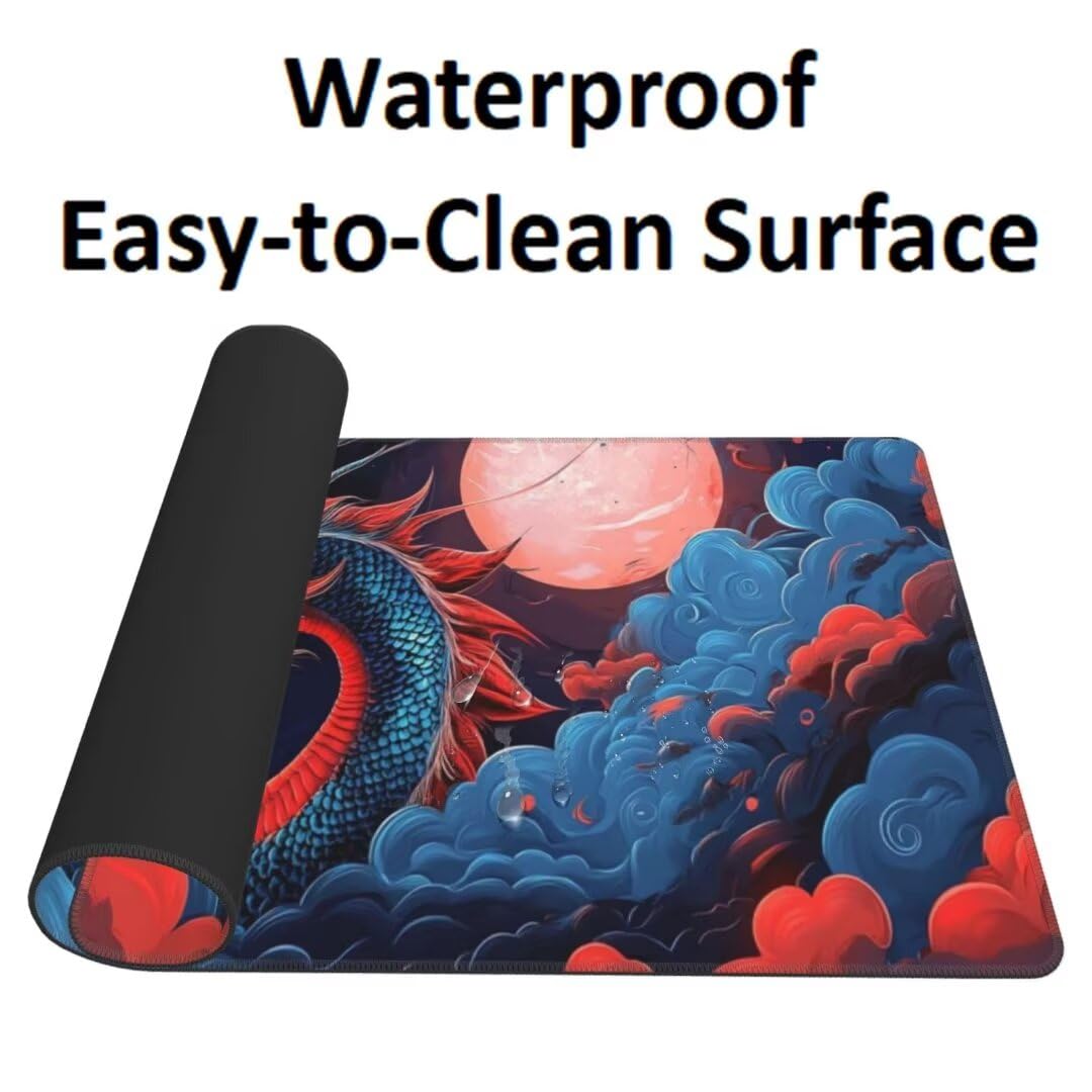 Drache Mauspad 1600 x 800mm, Mousepad XXL Schreibtischunterlage Fantasie Mouse Pad, Wasserdicht und Rutschfest Gaming Mauspad, Verbessert Präzision, Gaming-Mauspads für Pc und Gaming Zubehör qw497