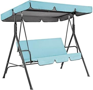 Swing Canopy Cover, 210D All Weather Protection Deluxe Waterproof UV, Porch Top Cover Seat Furniture 2-3 Seater Waterproof Top Cover for Patio Swing Garden Swing OutdoorAzure,164 * 114 * 15cm