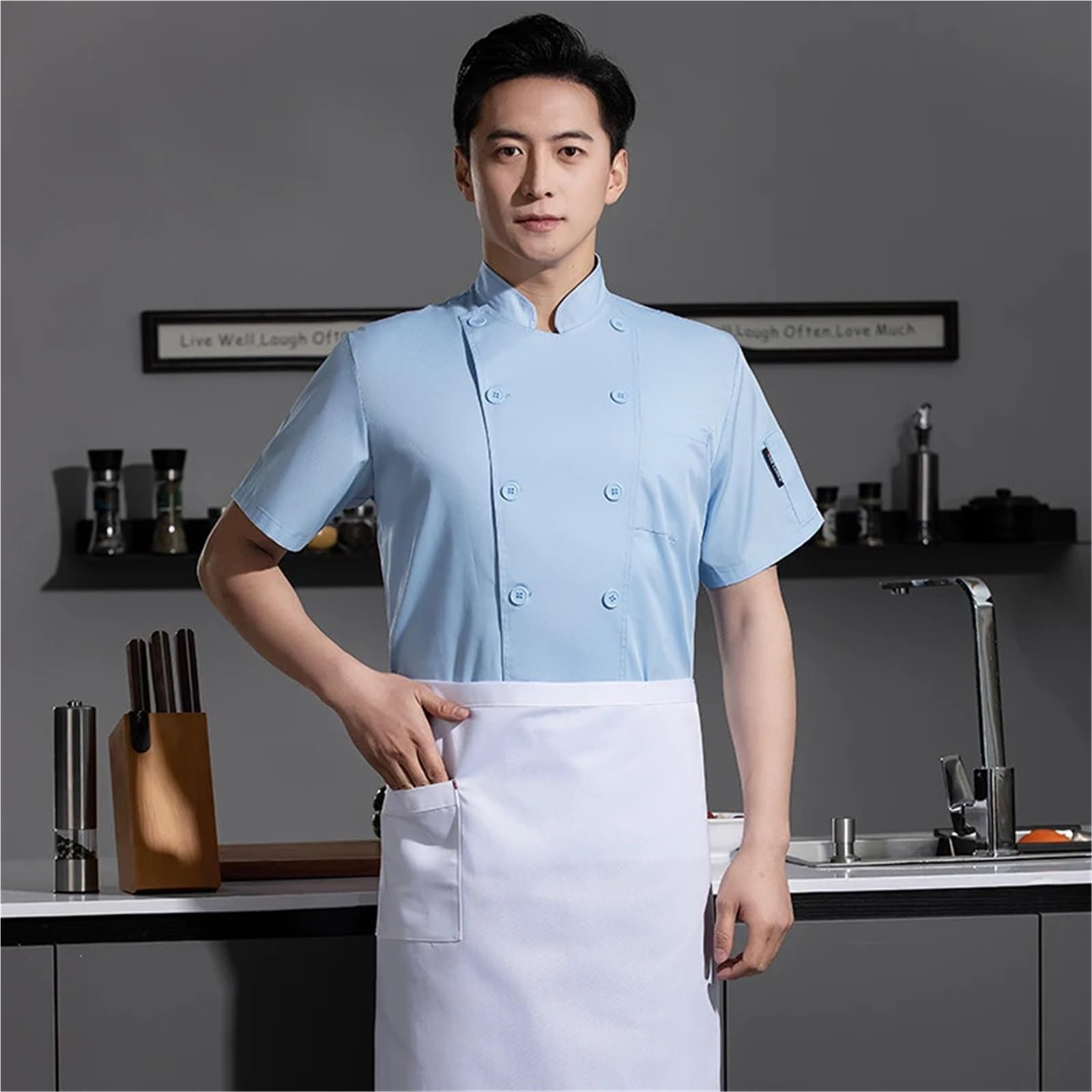 Divisa da cuoco Camicie da cuoco Tuta cucina a maniche corte Abiti lavoro Hotel Ristorante Mensa Costume Camicia Uomo Donna per chef