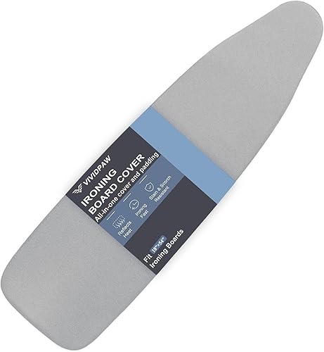 Miniatura 27 de Funda y almohadilla para tabla de planchar de 18 x 49 pulgadas, extra ancha, acolchado grueso, borde elástico, recubierto de silicona, resistente al