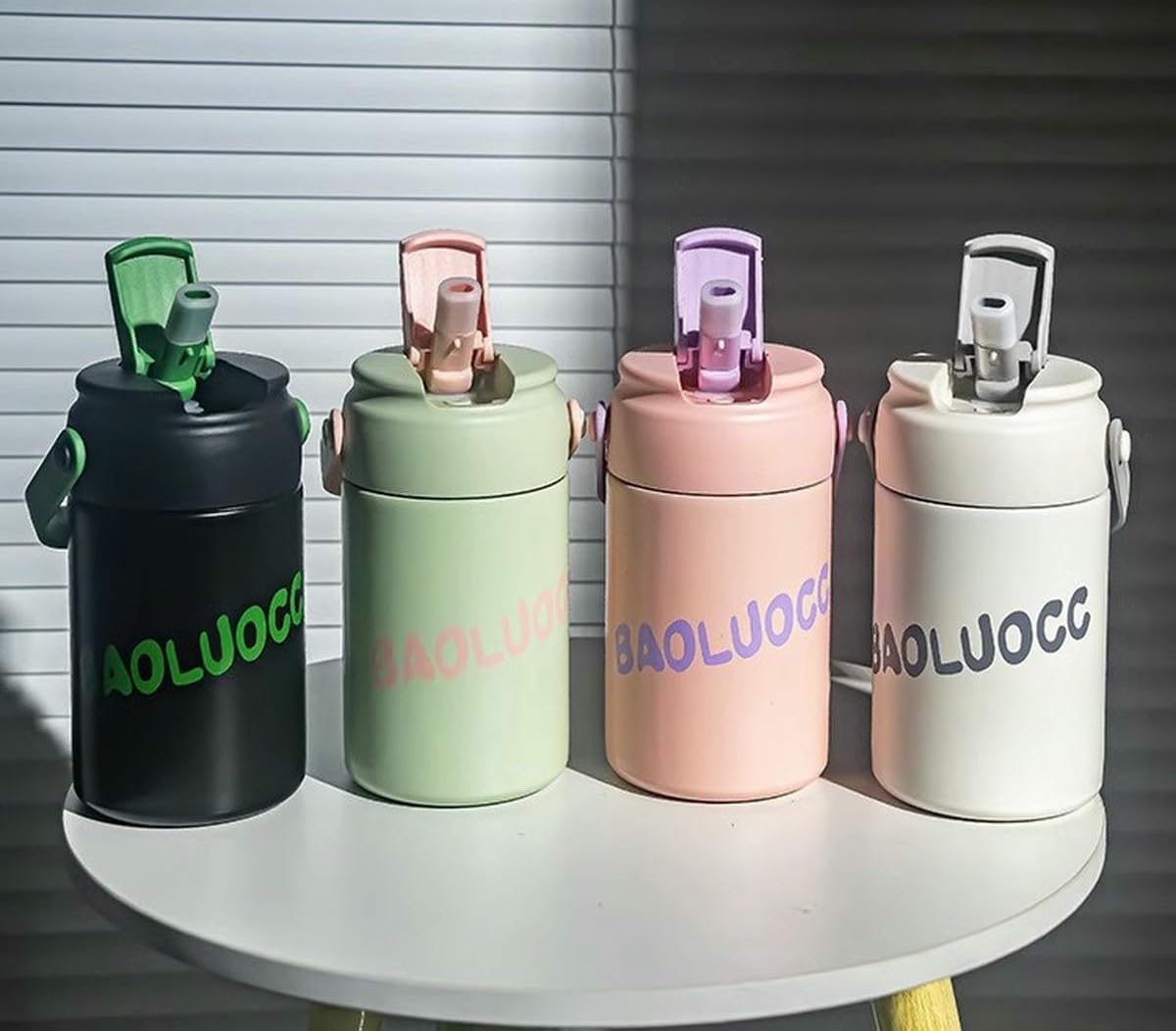 Térmicos, Taza 320 Pajita de acero inoxidable estudiante anticaída portátil agua gran capacidad(Pink)
