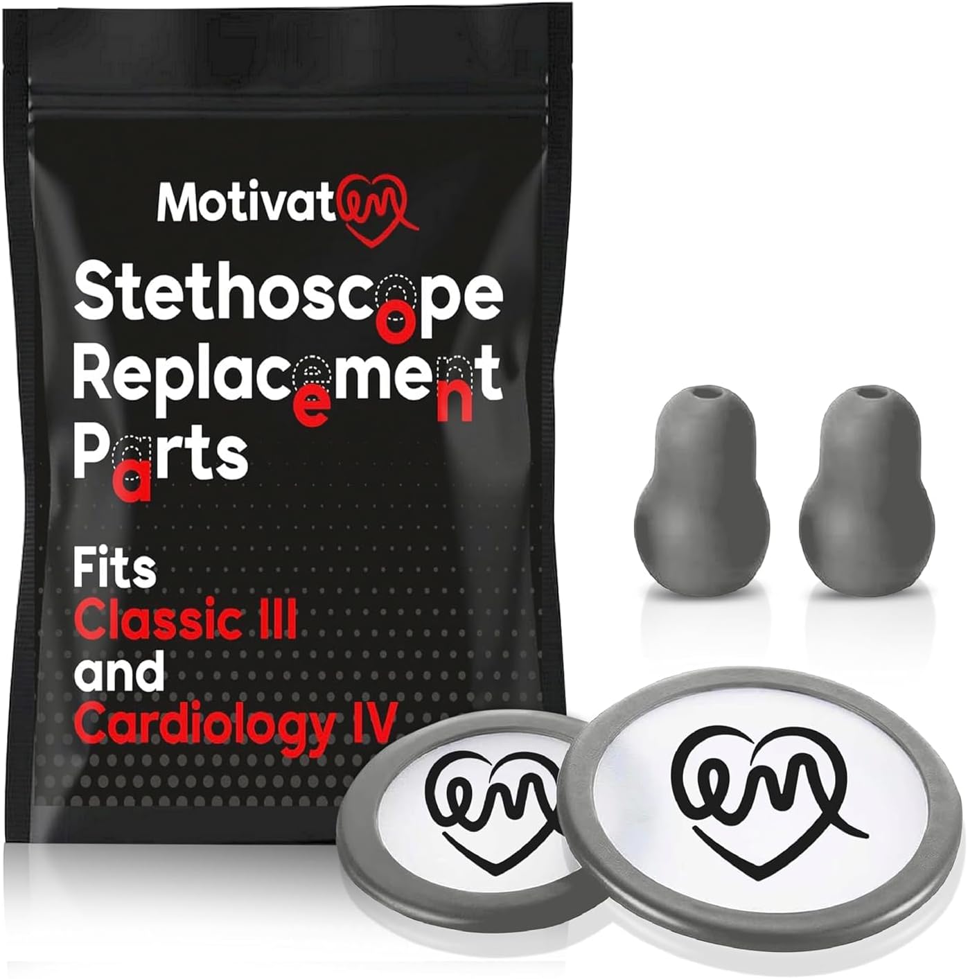 Stethoscope Replacement Part Kit for Littman Stethoscope Classic 3, Cardiology 3 & Cardiology 4 - Fits Classic III, Cardiology III & IV (Grey)