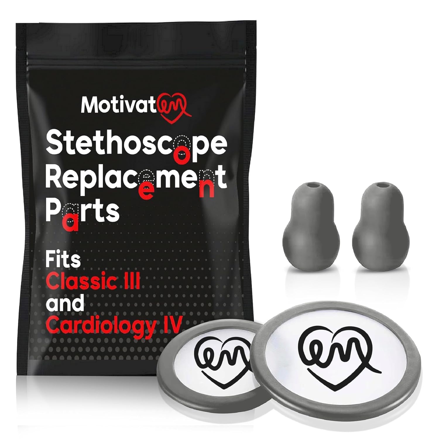 Stethoscope Replacement Part Kit for Littman Stethoscope Classic 3, Cardiology 3 & Cardiology 4 - Fits Classic III, Cardiology III & IV (Grey)