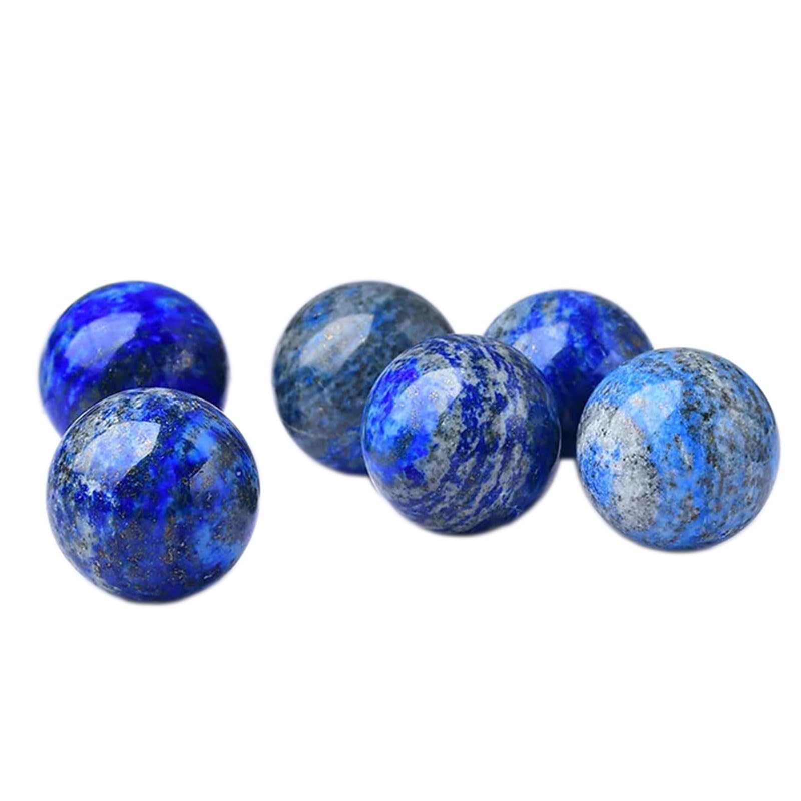 GPDNBIEU Fluorite Crystal Ball, Set of 6 Natural Lapis Lazuli Gemstone Sphere Crystal Ball for Home Decoration, Vase Filler, Feng Shui(20~25mm)