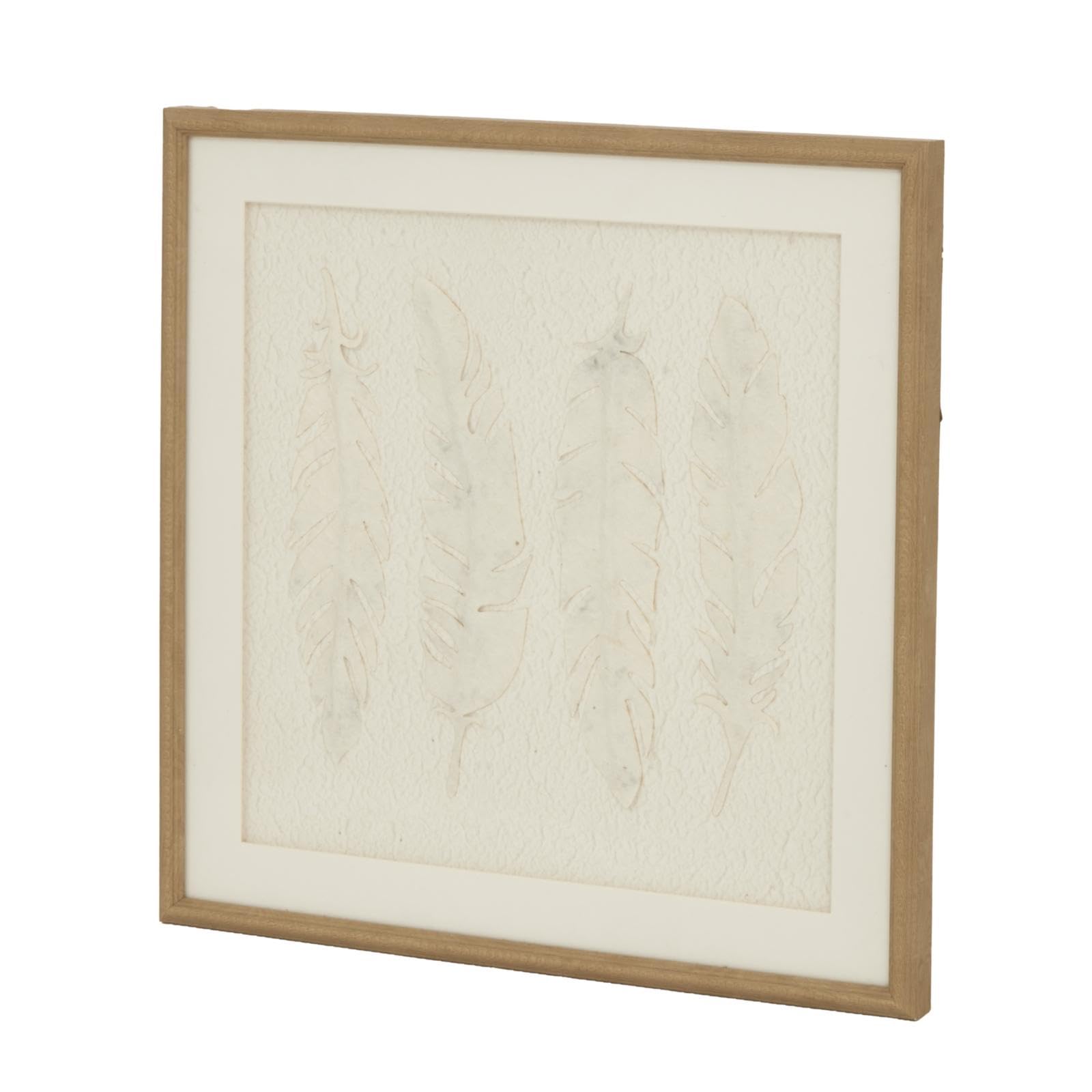 Hill Interiors - Pintura Enmarcada Alta Diseño Plumas (Talla Única) (Marrón, Blanco, Gris)