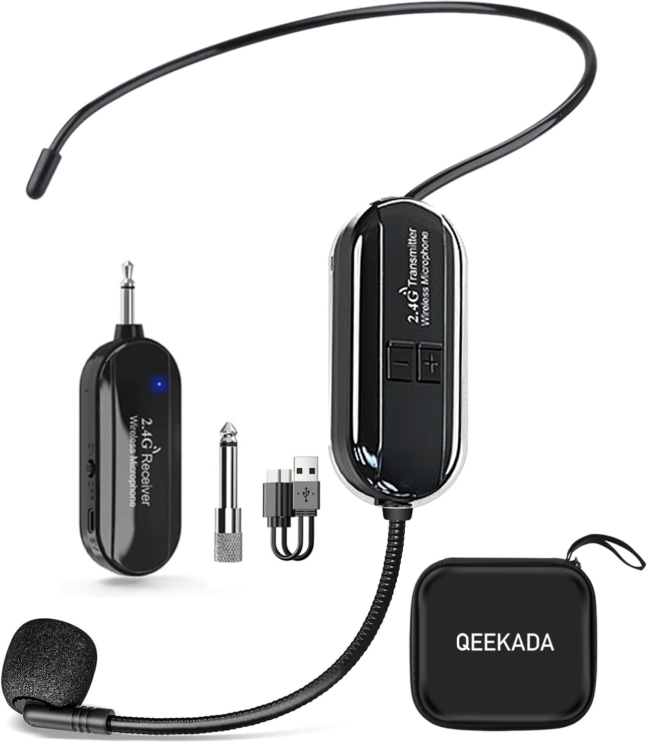 Microphone 2.4G Sans Fil, Casque pour Guide Touristique/Enseignement Discours, Transmission Sans Fil jusqu'à 50m