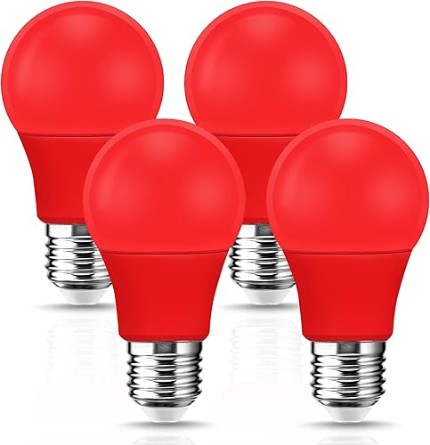 EvaStary Bombillas LED A19, luces LED rojas de 9 W equivalentes a 60 W, base E26, bombilla de color para Navidad, Halloween, porche, decoración de