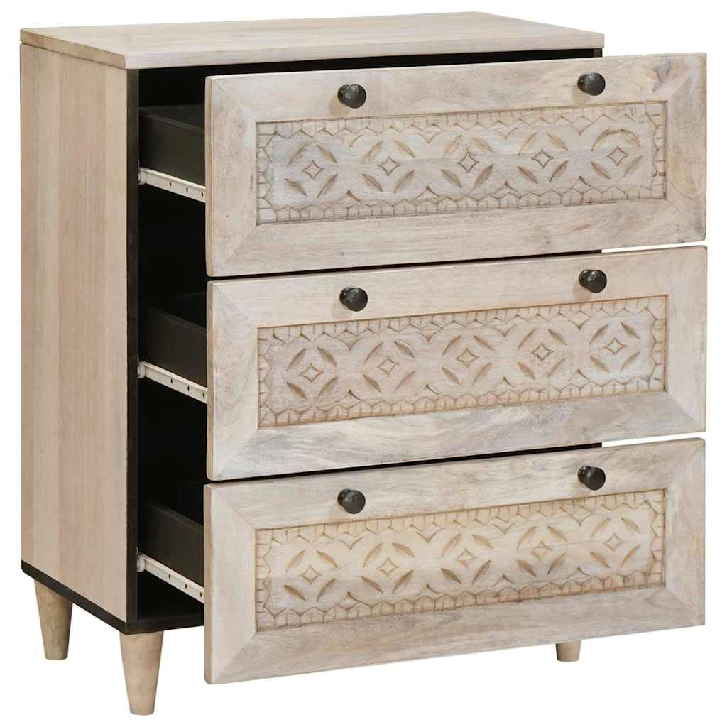 vidaXL Vitrina 60 x 33 x 75 cm Madera Maciza de Mango Blanco