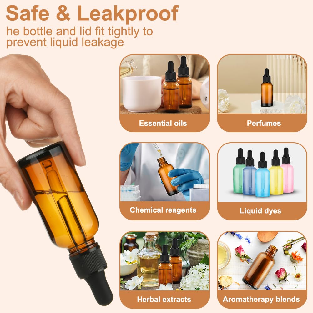 6 Flaconi Contagocce In Vetro Marrone 50ml - Bottiglie Con Pipette Per Oli Essenziali, Profumi E Aromaterapia - Foto 11