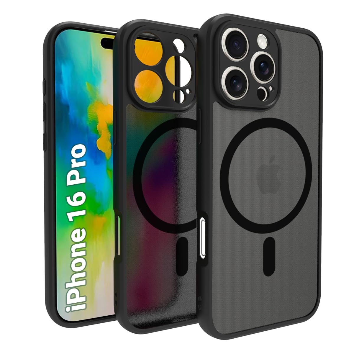 RIGGEAR Shockproof Sleek Hybrid Armor Compatible with MagSafe Accessories for iPhone 16 Pro Case, iPhone 16 Pro Back Cover (Smoke Black Matte PC + Black TPU Bumper) (B0DGGPG3PP) Amazon Price History, Amazon Price Tracker