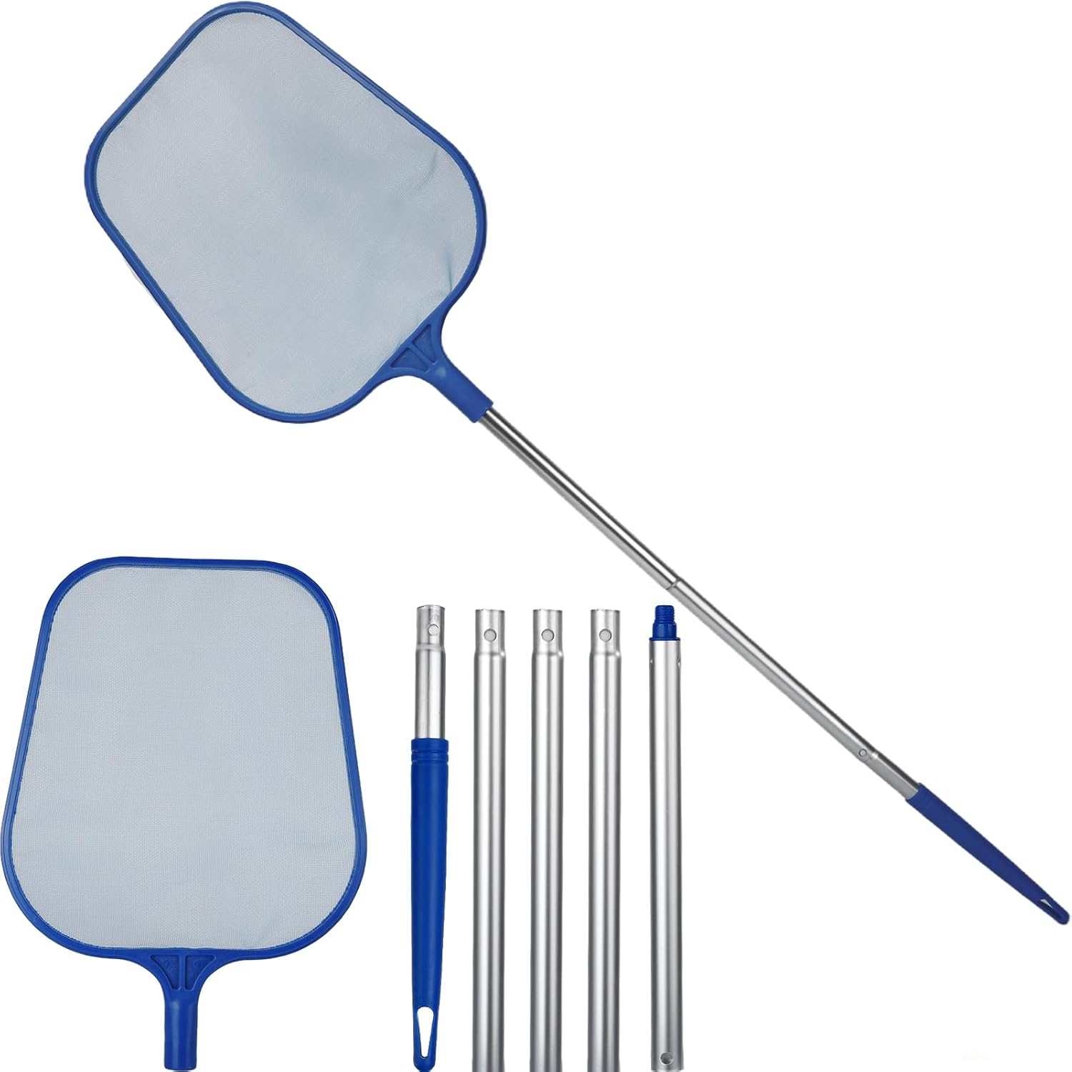 Pool Skimmer Leaf Skimmer Net with 5 Aluminum Pole Sections Skimmer Net with Fine Mesh Net for Cleaning Leaf of Swimming Pools