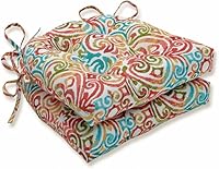 Pillow Perfect Corinthian Dapple Outdoor/Indoor Chair Pads Cushions, 15.5x16 Inch Blue 2-Pack - UV Fade-Resistant, Made in USA