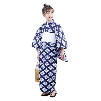 【絞り浴衣】子供・小柄さん向け＊玉手箱模様 濃紺 普段着 木綿 5UA19 絞り浴衣】子供・小柄さん向け＊玉手箱模様 濃紺 普段着 木綿 5UA19