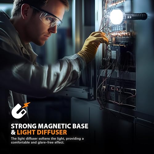 Miniatura 4 de Yls Linterna, linterna LED recargable de 5000 lúmenes con pantalla digital, 8 modos e impermeable IPX4, luz de campamento con base magnética para