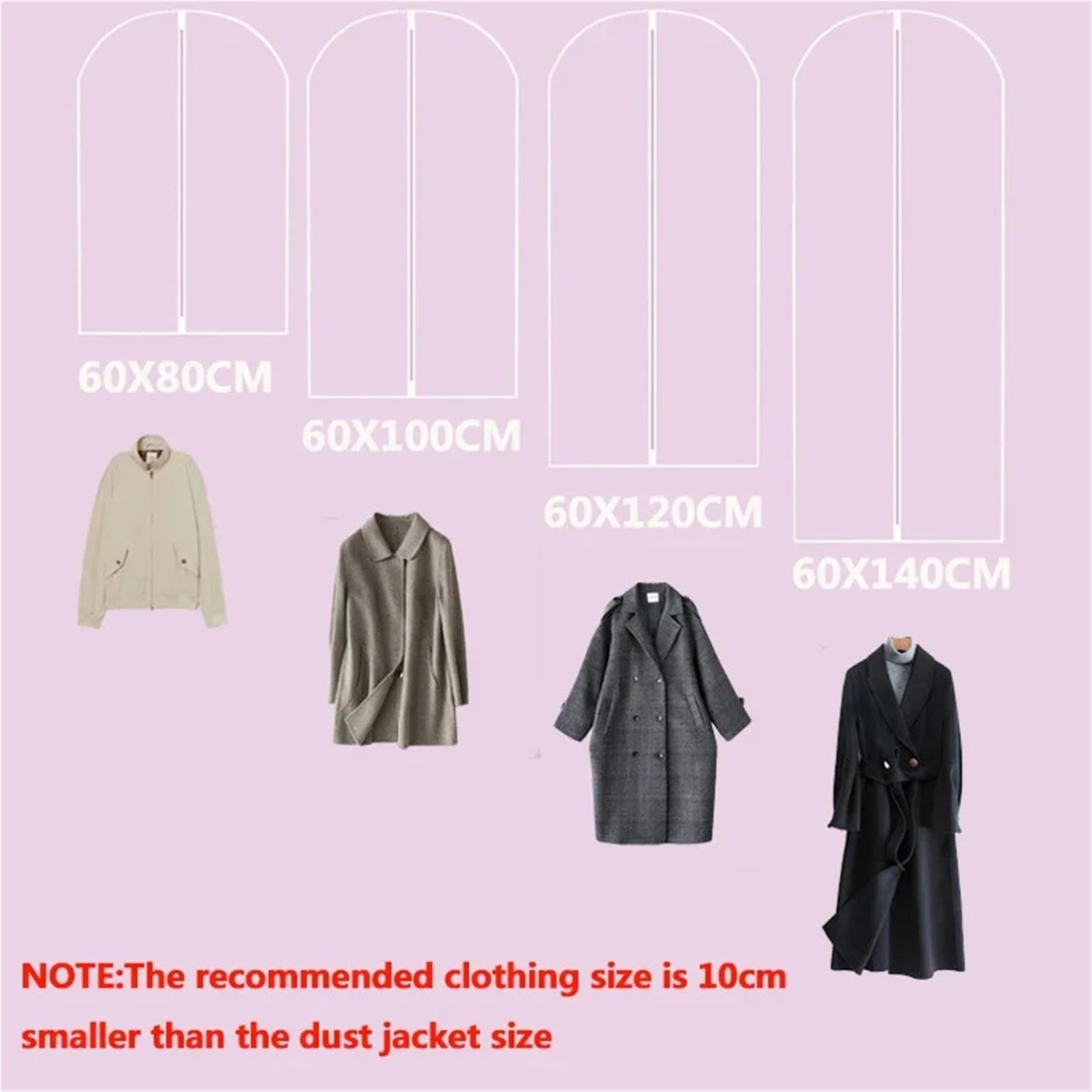 Funda Protectora For Ropa, For Vestidos De Novia, Trajes, Abrigos, Transparente, Totalmente Cerrada, Con Cremallera Para guardar ropa(60x80cm,5PCS)