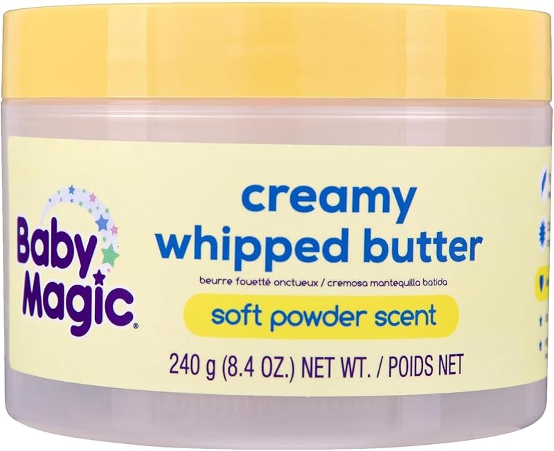 Baby Magic Creamy Whipped Butter, Soft Powder Scent, 8.4 Fl Oz | Body Butter with Shea Butter, Helps Keep Skin Feeling Healthy and Baby Soft, Hypoallergenic, Paraben Free 8.4 Fl Oz