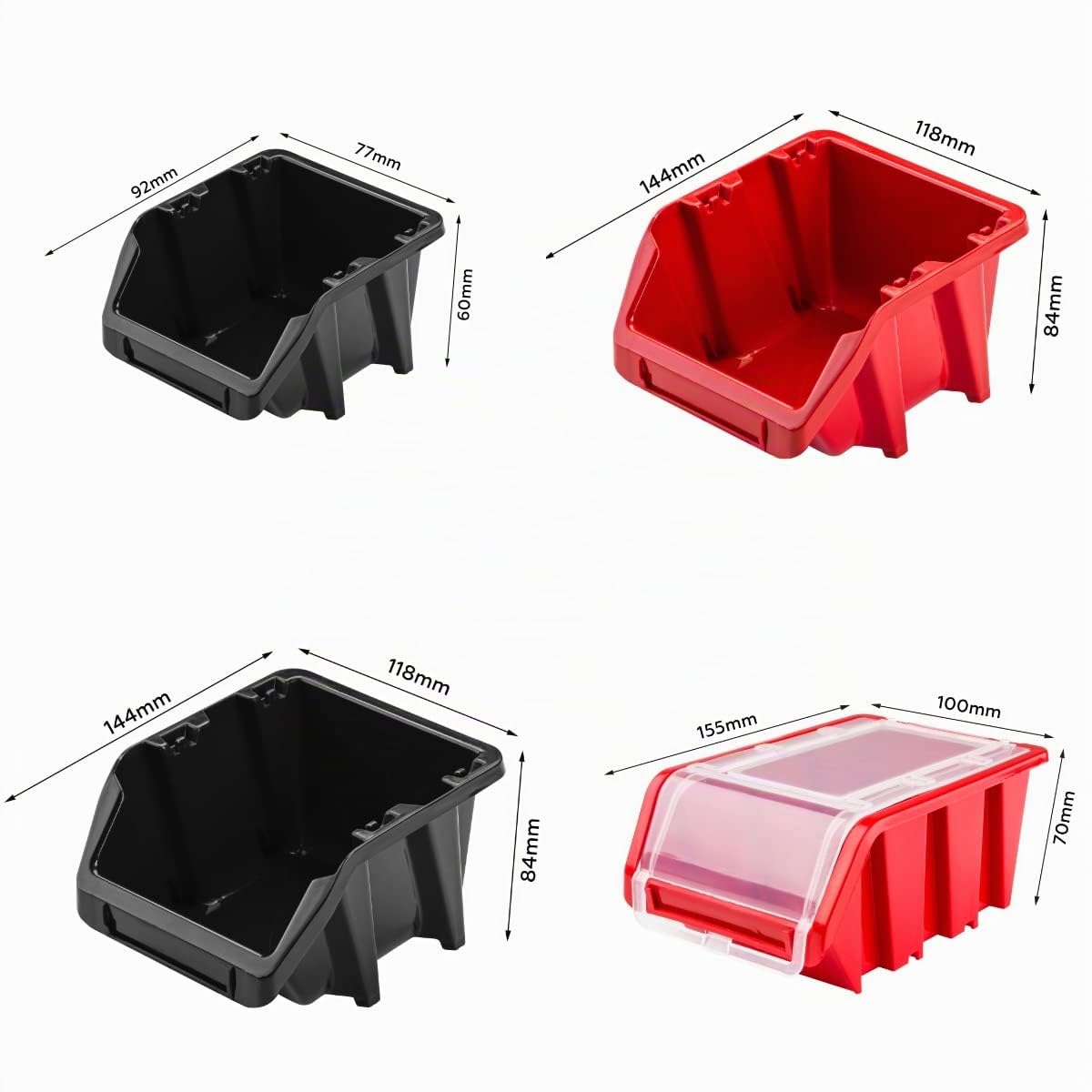 Système de rangement mural pour atelier et garage 172 x 78 cm Avec 50 boîtes empilables et supports d’outils Panneau porte-outil perforé ultra solide