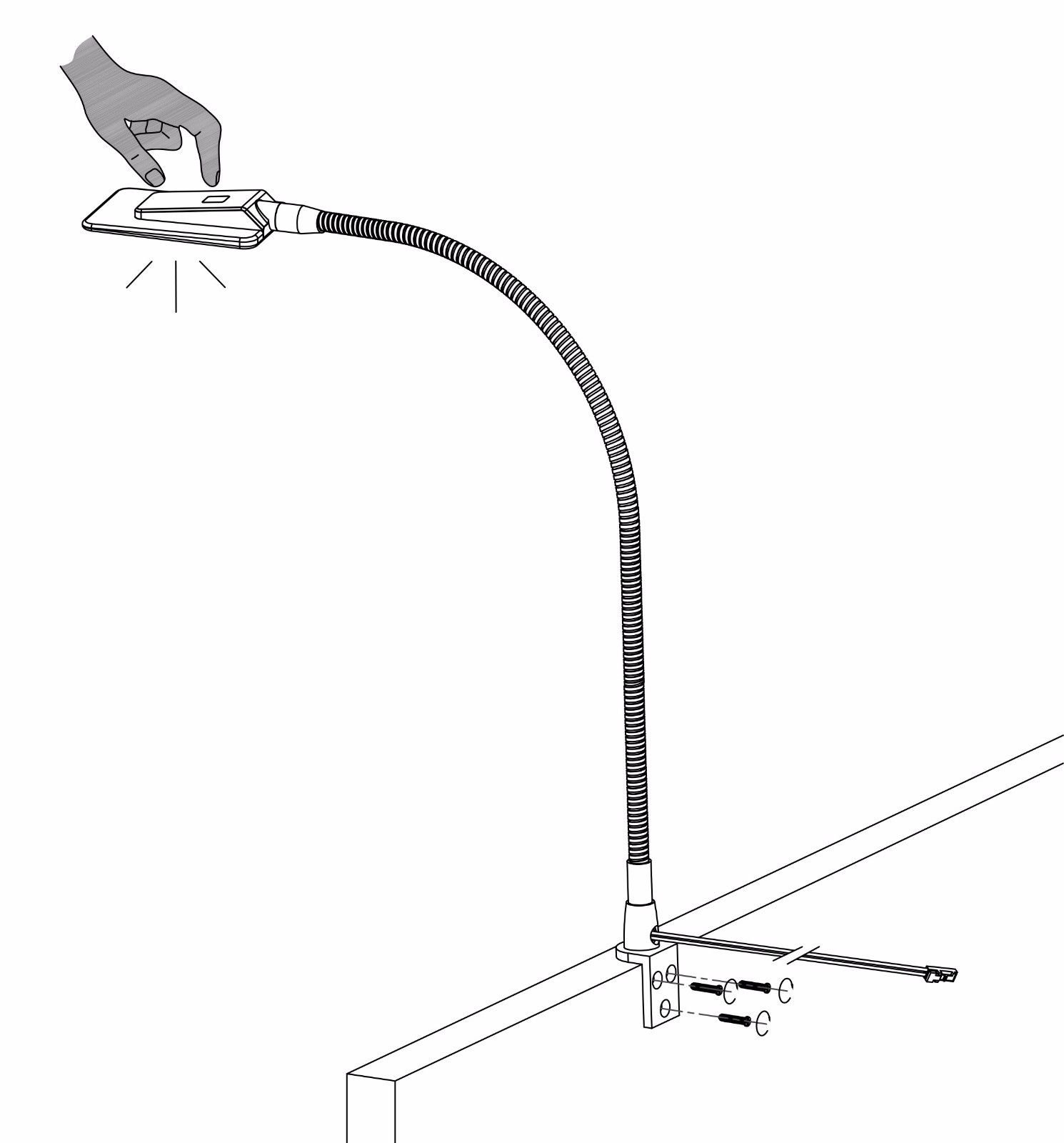 kalb Material für Möbel LED Bettleuchte Leseleuchte Flexleuchte Nachttischlampe Leselampe Nachtlicht, Modell:1er SET silbergrau
