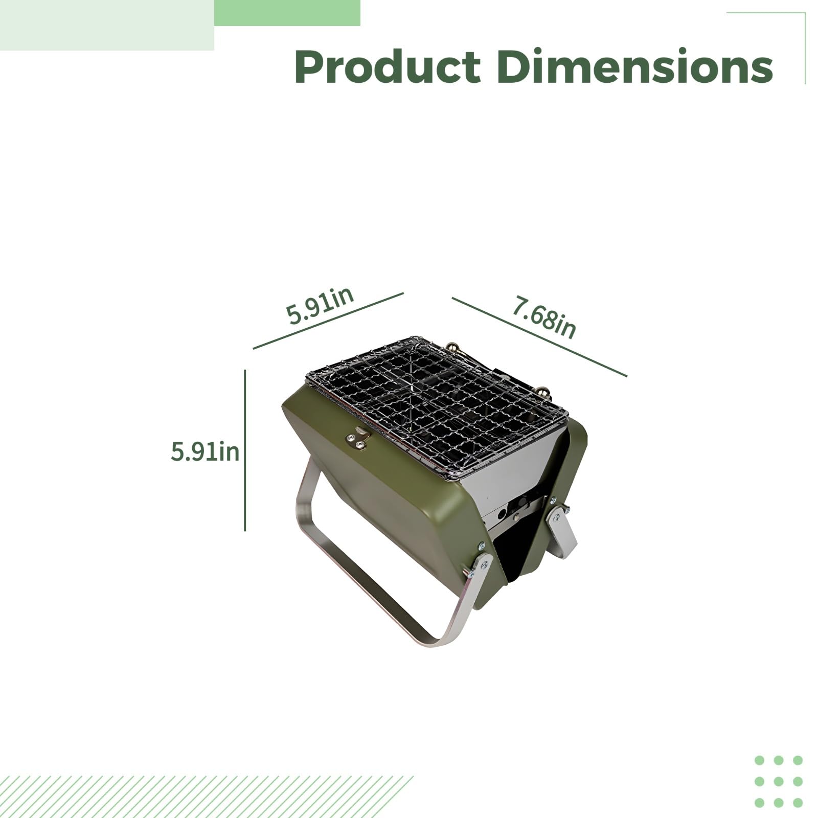 Mini barbecue a carbonella da tavolo, pieghevole, design a valigetta, barbecue portatile con corpo in ferro e gambe in alluminio, verde, per 1-2 persone per cucinare all'aperto