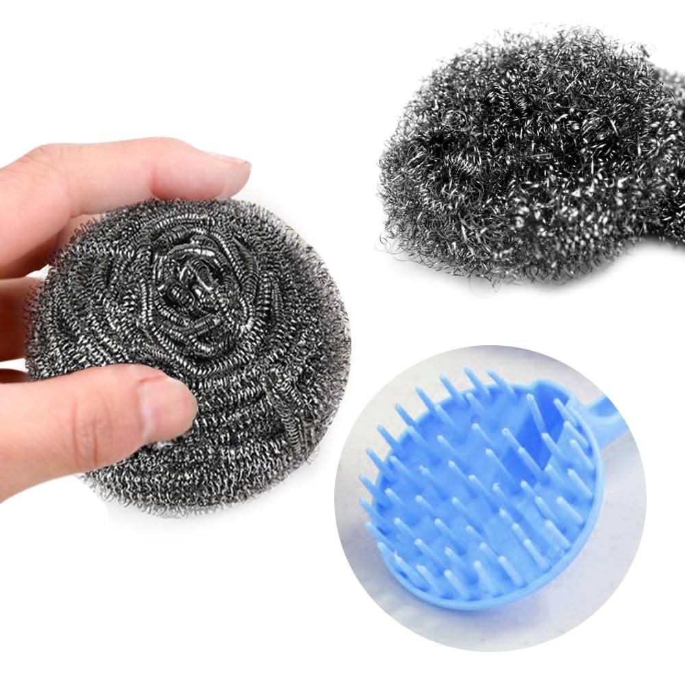 Vasemele Lot De 10 Éponges Métalliques Inox Avec Manche - Éponges Récurantes Cuisine