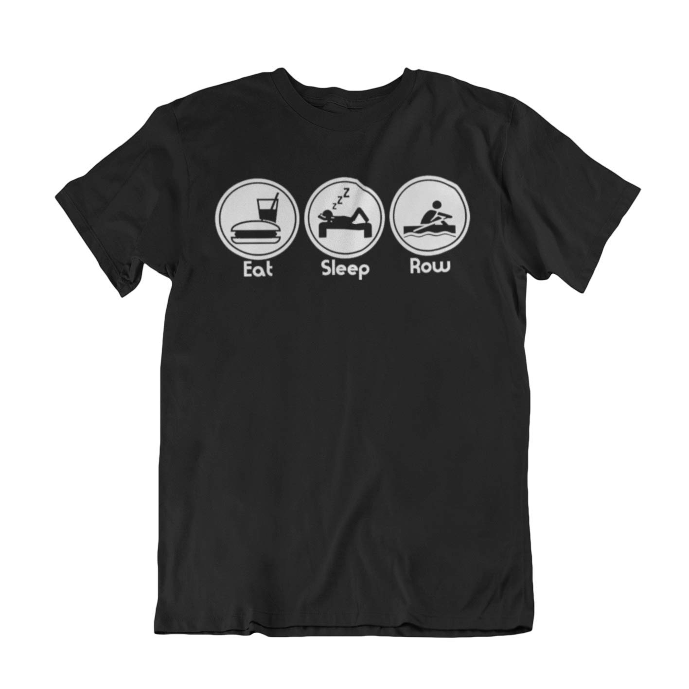 Jonny Cotton Men's Black Eat Sleep Row - Rowing Sports Hobbie Novelty T-Shirt (X-Large, )