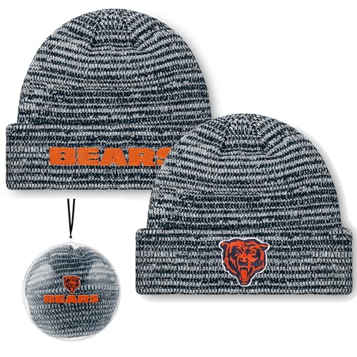 FOCO NFL Unisex-Adult Official Marled Cold Weather Cuffed Knit Beanie in Clear Ball Ornament (US, Alpha, One Size, Chicago Bears)
