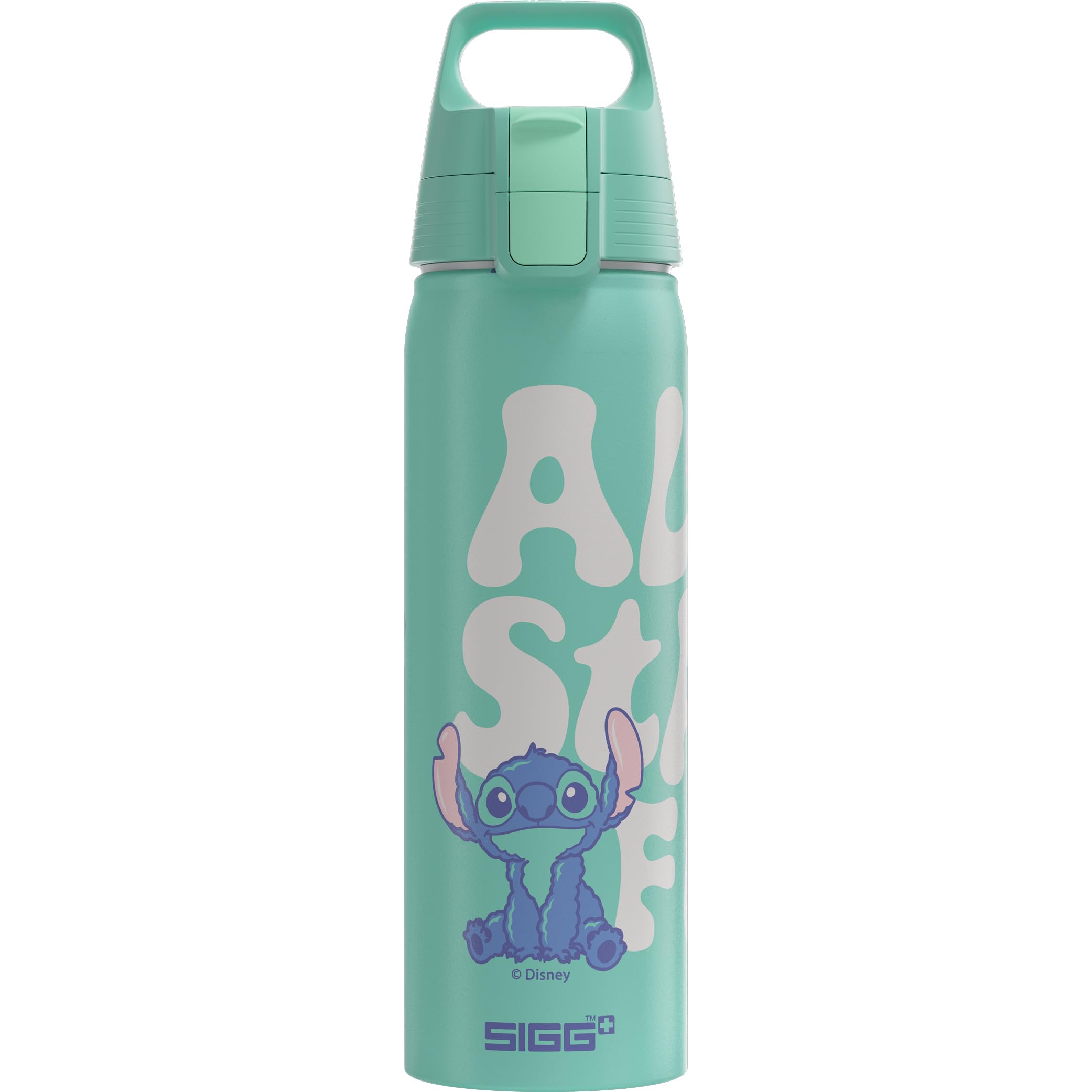 Sigg - Alu Trinkflasche - WMB One Disney Lilo & Stitch - Made in Switzerland - Climatepartner zertifiziert - Für Kohlensäurehaltige Getränke Geeignet - Auslaufsicher - BPA-frei - Türkis - 0.75 L