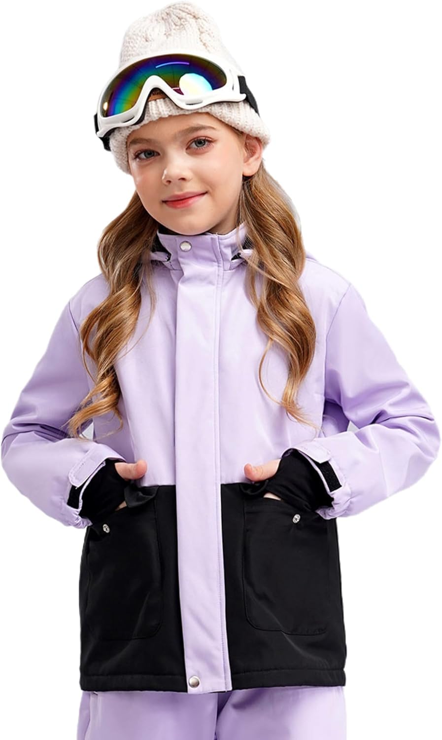 YEAHDOR Kids Girls Winter Windproof Skiing Jacket Thick Warm Outdoor Snowboard Hiking Hooded Snow Coats