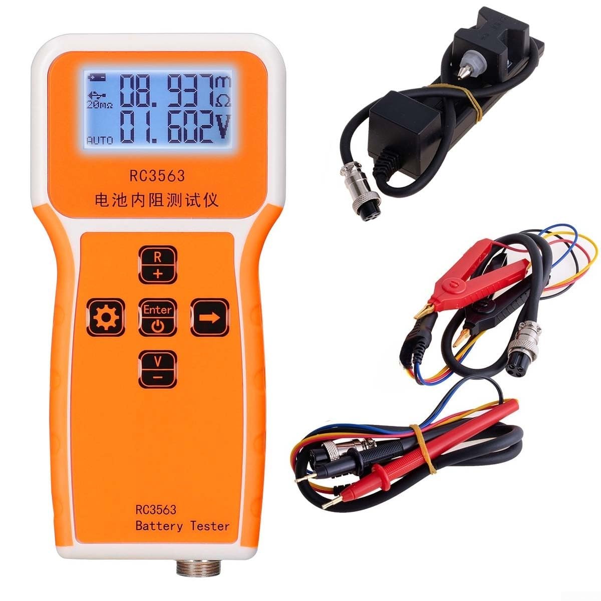 RC3563 Tester di resistenza interna a 4 fili per batteria, misuratore di tensione digitale 0-100 V CC, dispositivo ad alta precisione per batterie ternarie al litio e acido (1 set)