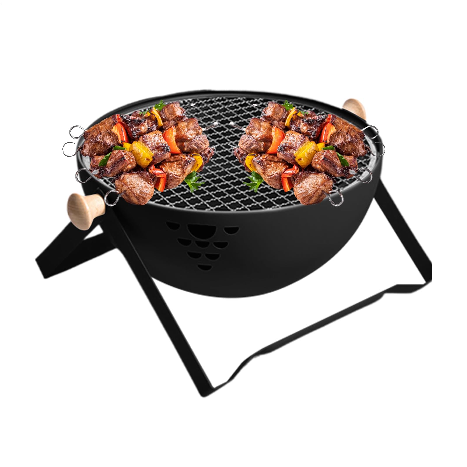 Grill Węglowy Składany Przenośny Piecyk Żaroodporny | Grill BBQ z Antyparzącą Rączką do Ogrodu Stołu Kempingu Podróżowania Pikniku Smażenia Mięsa Parzenia Herbaty Gotowania Hot