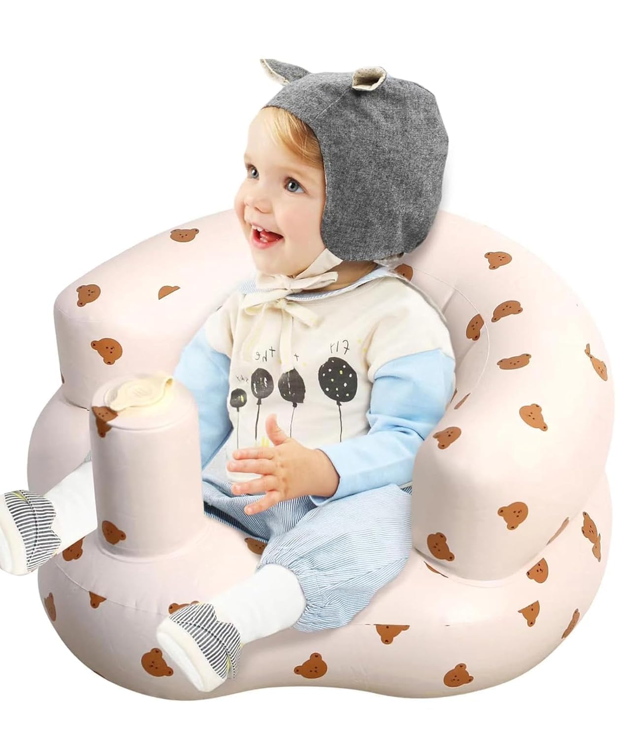 JD PRO Inflatable Baby Seat, Portable Inflatable Baby Sofa Seat with Built-in Air Pump, Toddler Training Seat for Babies Over 3 Months, Toddler Floor Seat for Travel, Bear Head.-image-38