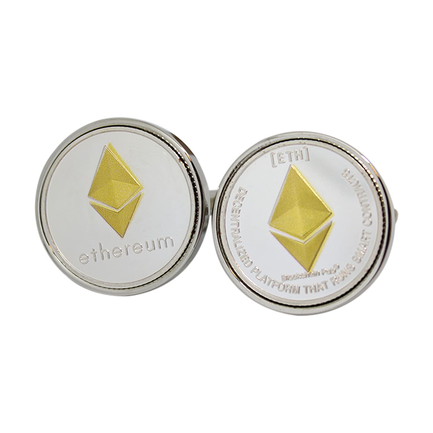Gold and Silver Ethereum Coin Cufflinks - Digital Cryptocurrency - Collector's Item, 21