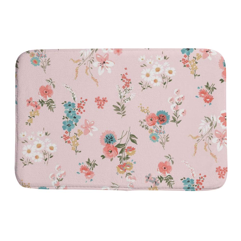 Tapis de bain absorbant rose fleuri pour une ambiance douce en douche