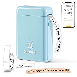 ORGBRO Label Maker Machine with Tape, X1 Portable Bluetooth Mini Label Printer, Support Pre-Cut & Continuous Label, Wireless Small Label Makers with Versatile App for School Home Office Organization