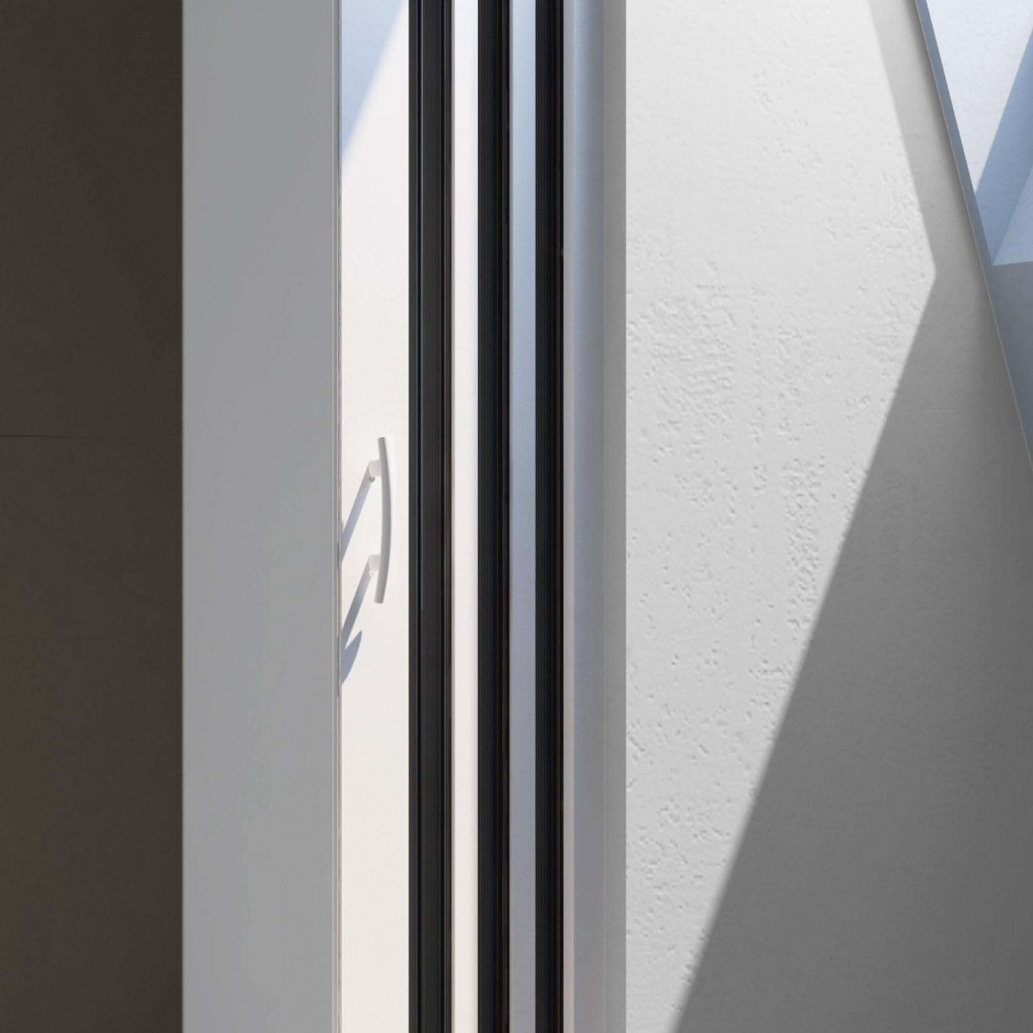 Forte Puerta de Ducha en PVC 150CM H185 Plegable con Apertura Central Color Blanco Mod. Flex